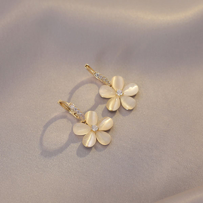 Pristine Petal Earrings with Opal