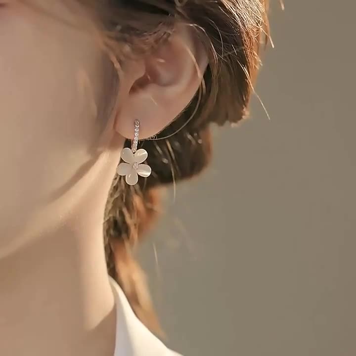 Pristine Petal Earrings with Opal