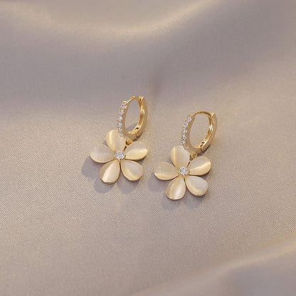 Pristine Petal Earrings with Opal