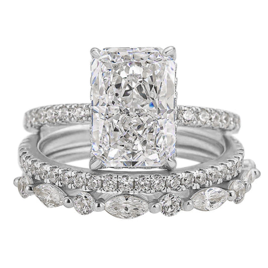 Jaily 3PC Wedding Ring Set | White Gold