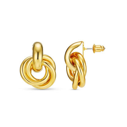 Statement Interlocking Earrings | White Gold