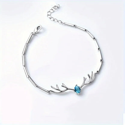Deer Horn Heart Bracelet with Zircon