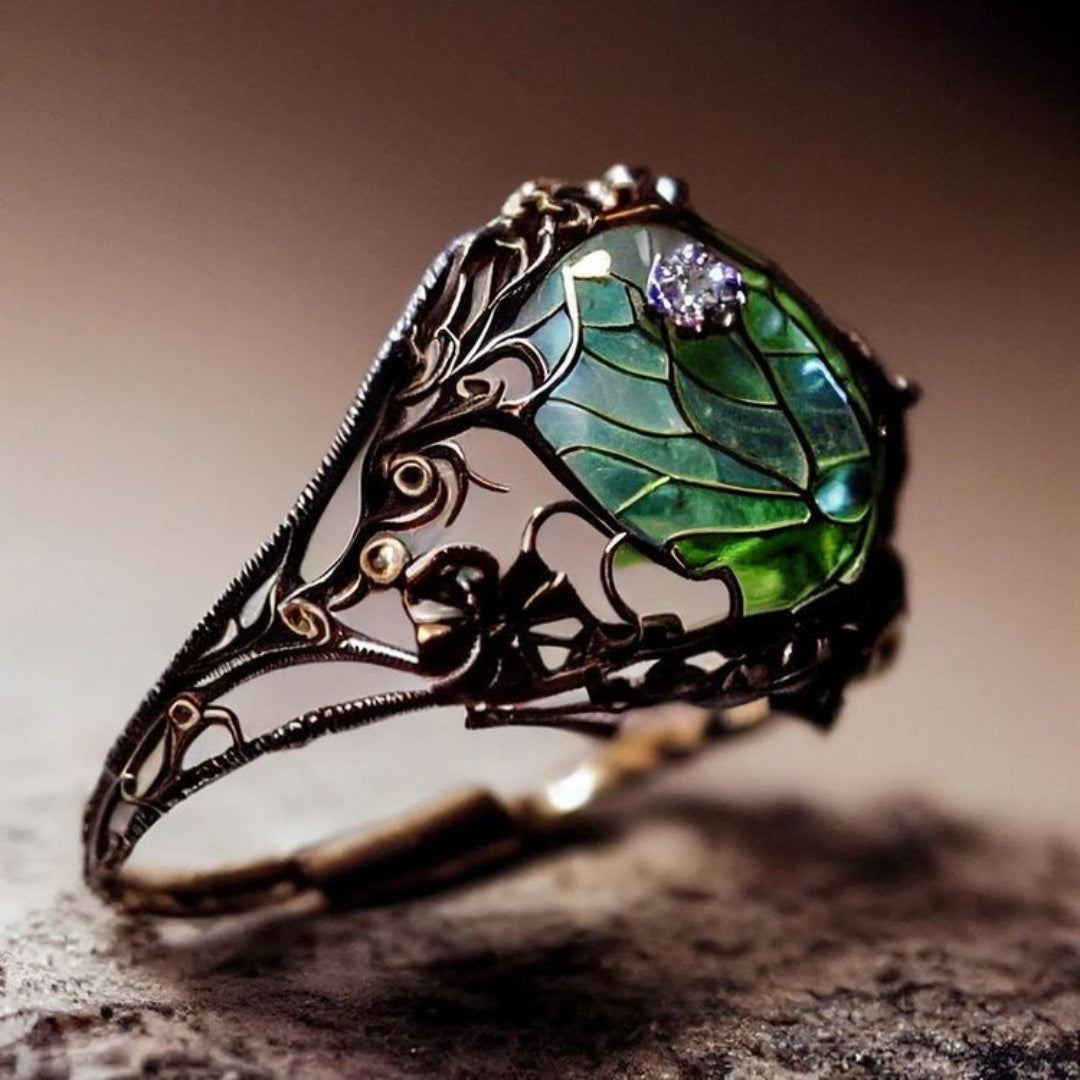 Nature Green Glass Ring