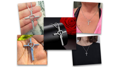 Blessed Cross Necklace with Heart Zirconia