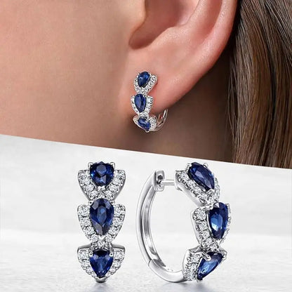 Royal Sapphire Crest Earrings | White Gold