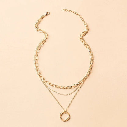 Vintage Layered Chain Necklace with Pendant