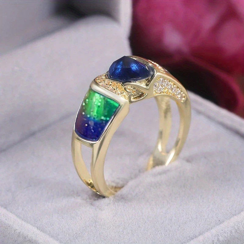 Elegant Triangular Cut Bohemian Style Ring