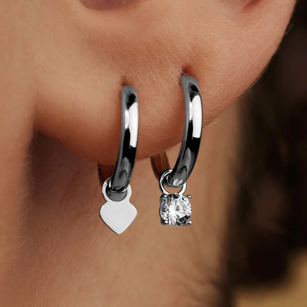 Larmes de Lune Stone Hoop Earrings | White Gold
