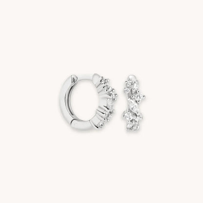Crystal Cluster Huggies | White Gold