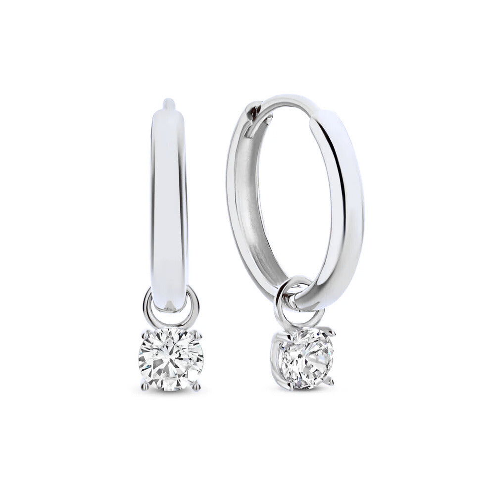 Larmes de Lune Stone Hoop Earrings | White Gold