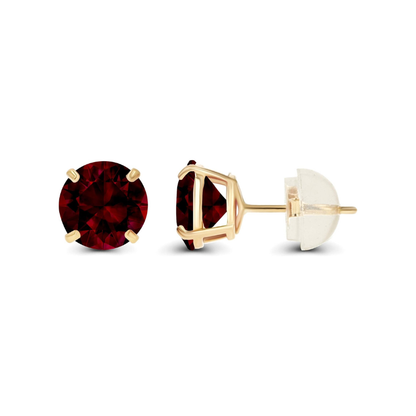 Ruby Round Stud Earrings | Gold