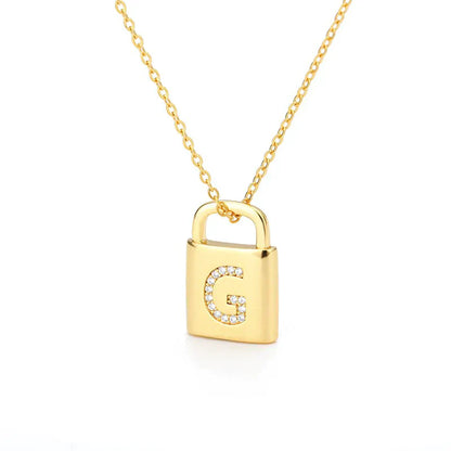 Golden Initial Lock Necklace