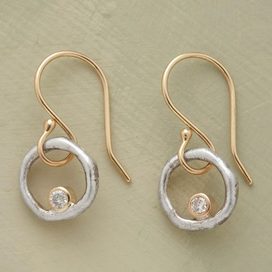 Vintage Gold and Silver Earrings with Zirconia