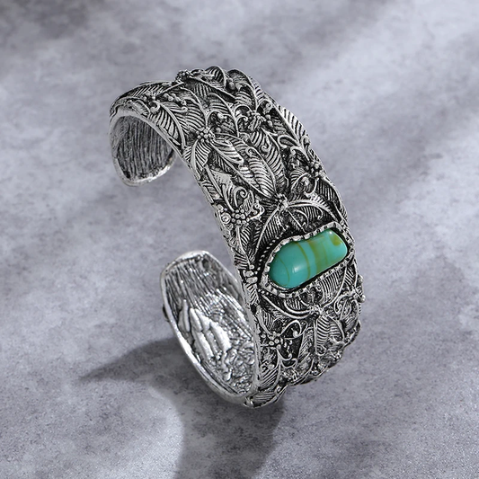 Vintage Turquoise Stone Silver Bracelet