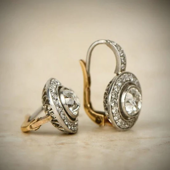 Vintage Crystal Earrings in Gold and Silver