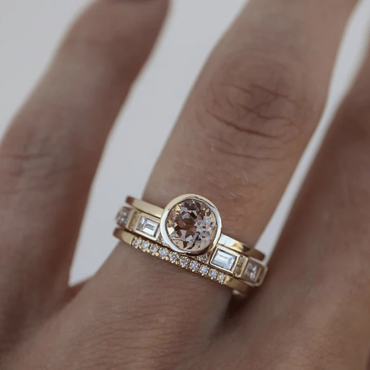 Vintage Gold Inlaid Crystal Ring
