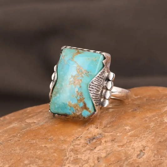 Blue Nature Stone Silver Ring