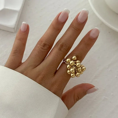 Boho Ring with Inlaid Pearls