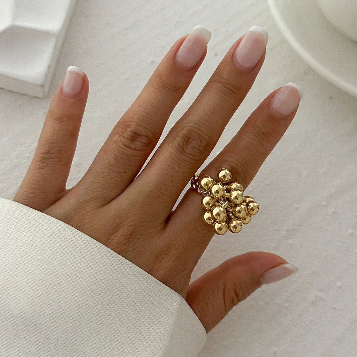 Boho Ring with Inlaid Pearls