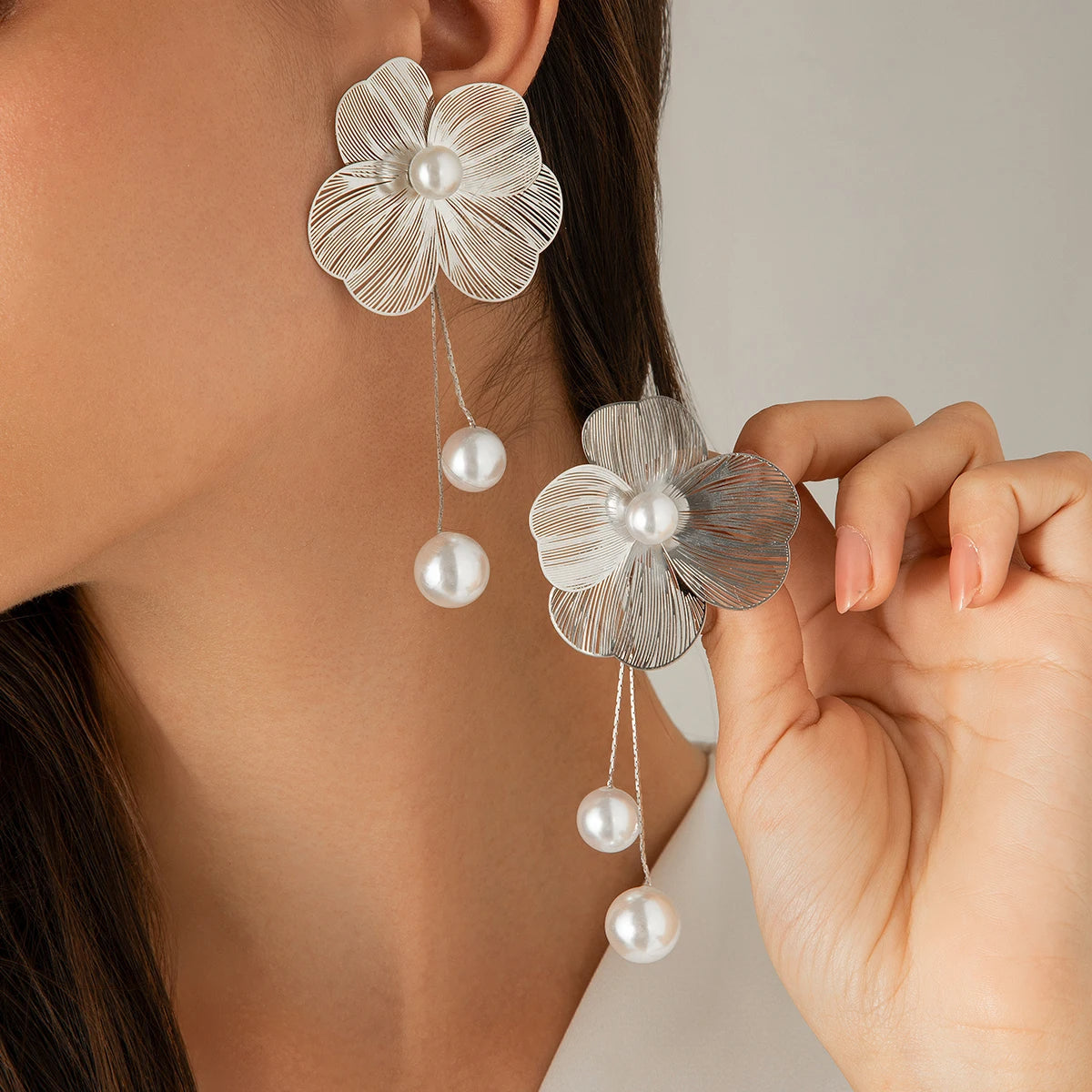 Bohemian Earrings with Pearls and Petals