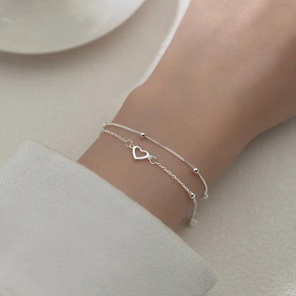 Thin 925 Silver Heart Bracelet