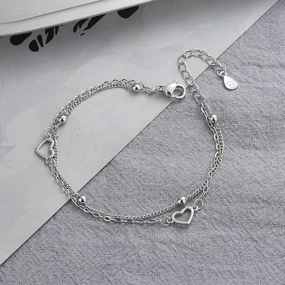Thin 925 Silver Heart Bracelet