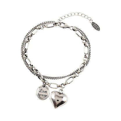 925 Silver Bracelet with 'Love Forever' Engraving + 2 Free Charms