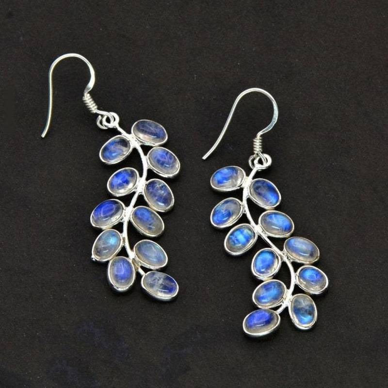 925 Silver Earrings with Blue Agate