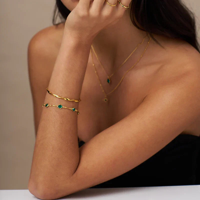 Emerald Link Chain Bracelet | Gold