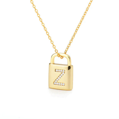 Golden Initial Lock Necklace